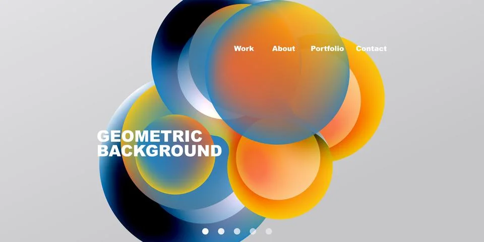 Abstract design features overlapping colorful circles. Text labels include .. Stock Illustration