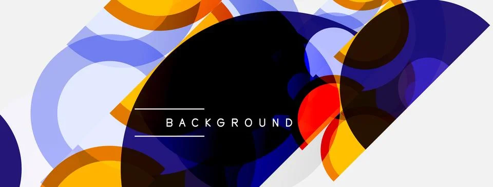 Abstract design features overlapping colorful circles, lines. Modern backgrou イラスト素材