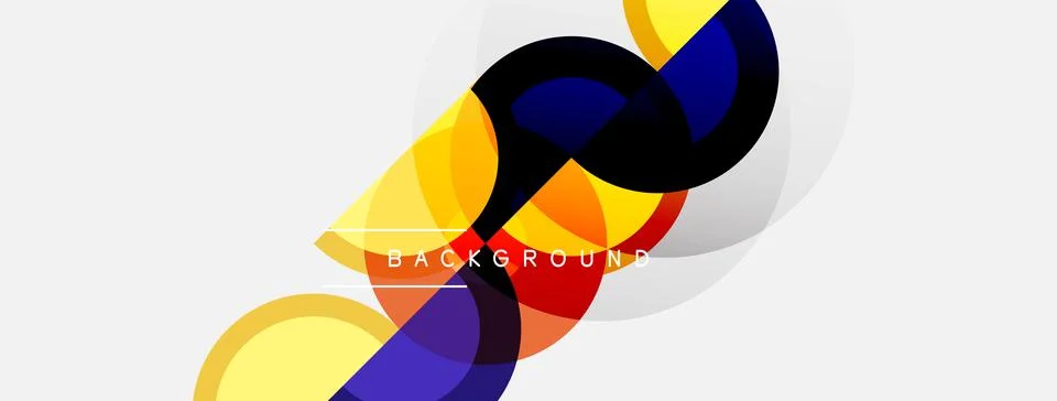 Abstract design features overlapping colorful shapes. Yellow, blue, purple hu 库存插图
