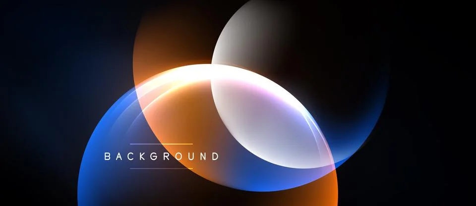 Abstract design features overlapping colorful circles. Gradient hues blend Stock Illustration