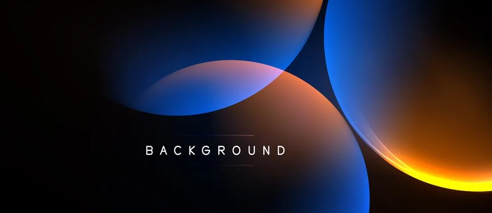 Abstract design features overlapping colorful circles. Gradient hues blend fr Stock Illustration