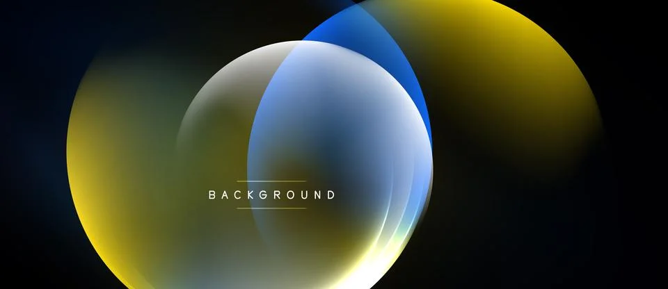 Abstract design features overlapping colorful circles. Gradient hues blend, Stock Illustration