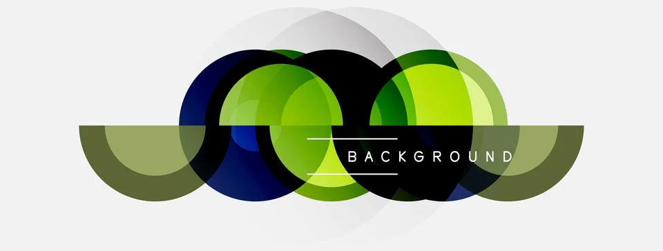 Abstract design features overlapping colorful circles. Text reads BACKGROUND Stock Illustration