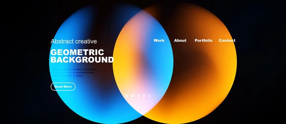 Abstract design features overlapping colorful circles. Text elements include イラスト素材