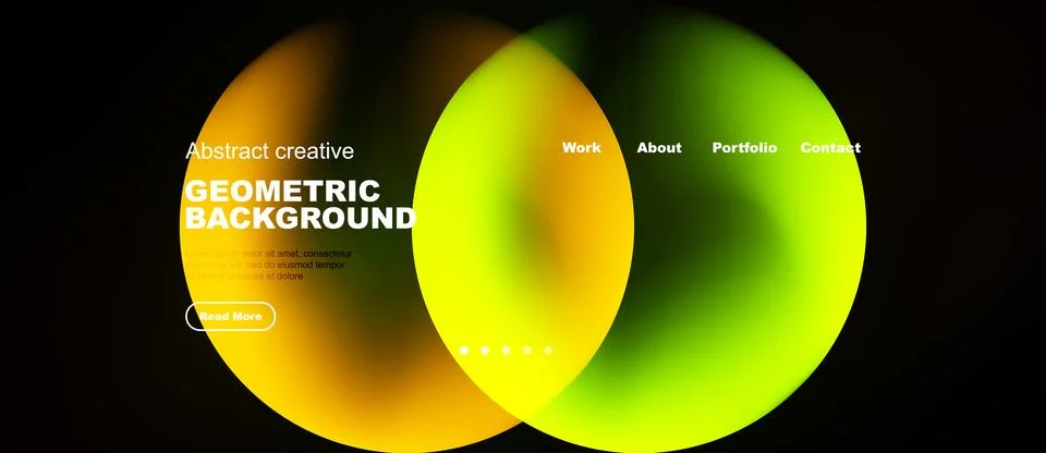Abstract design features overlapping colorful circles. Text elements present Stock Illustration