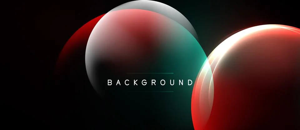 Abstract design features overlapping colorful circles. Dark background enhanc Stock Illustration