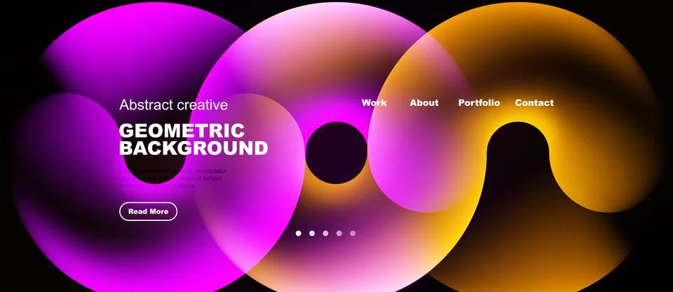 Abstract design features overlapping colorful shapes. Text elements include Stock Illustration