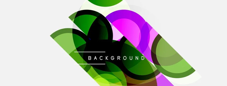 Abstract design features overlapping colorful shapes. Gradient hues create Stock Illustration