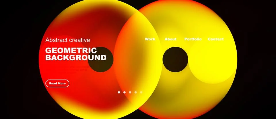 Abstract design features overlapping colorful circles. Text elements include Stock Illustration