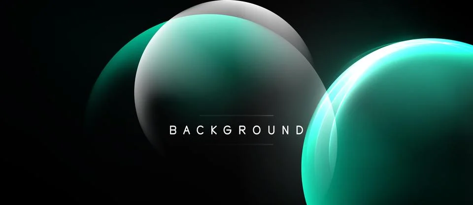Abstract design features overlapping glowing circles. Dark background empha.. Illustrazione stock