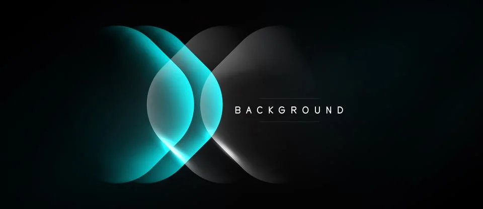 Abstract design features overlapping glowing shapes. Teal, white elements Stockillustratie