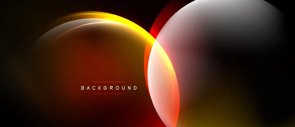 Abstract design features overlapping glowing circles. Warm colors dominate da Stock Illustration