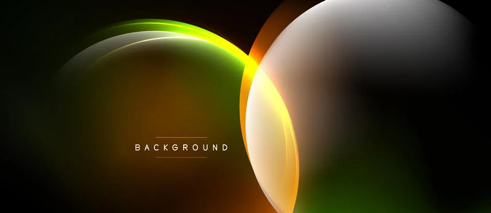 Abstract design features overlapping glowing circles. Dark background enhance Stock Illustration