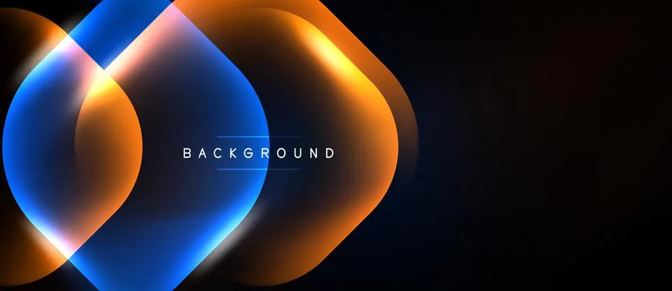 Abstract design features overlapping glowing shapes. Orange, blue hues domina Stock Illustration