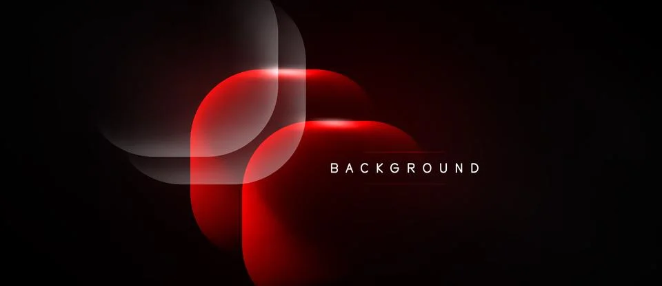 Abstract design features overlapping glowing shapes. Red, white elements Stock Illustration