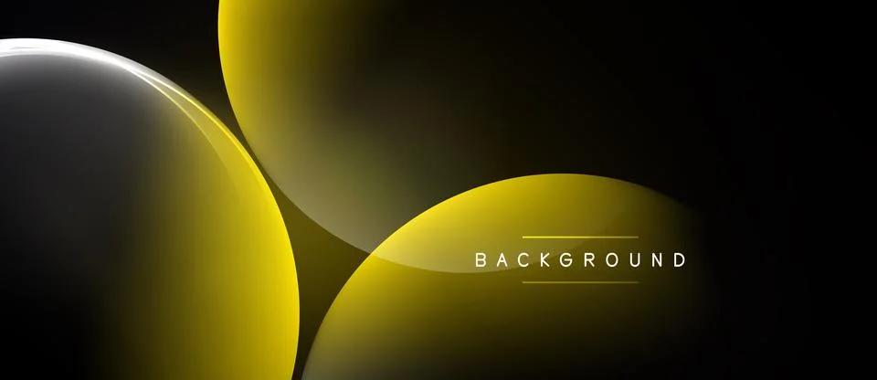 Abstract design features overlapping golden, gray circles. Dark background 스톡 일러스트