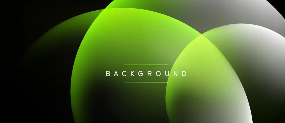 Abstract design features overlapping green circles. Gradient shades create .. Illustrazione stock