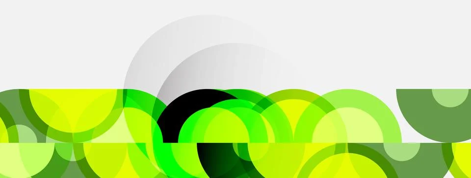 Abstract design features overlapping green circles below white gradient. Simp Stock Illustration