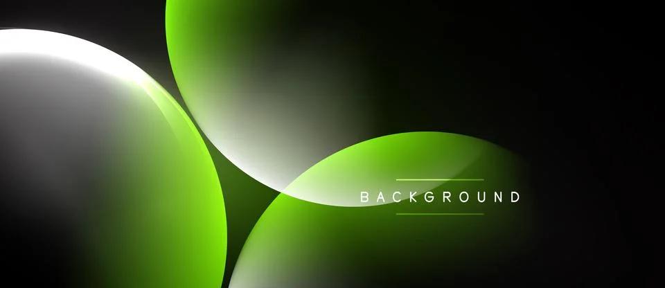 Abstract design features overlapping green shapes, gradients, dark background Stock Illustration
