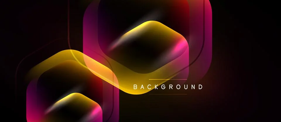 Abstract design features overlapping hexagonal shapes. Gradient colorsyellow, Stock Illustration