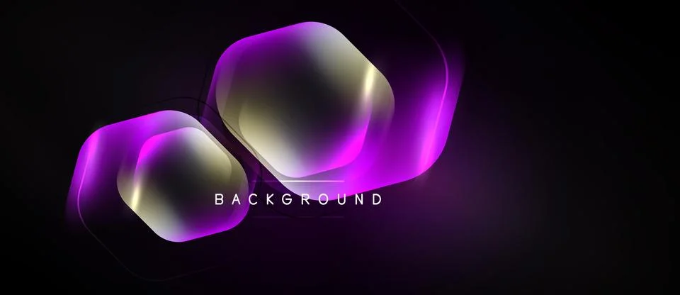 Abstract design features overlapping hexagonal shapes. Gradient colors shift 库存插图
