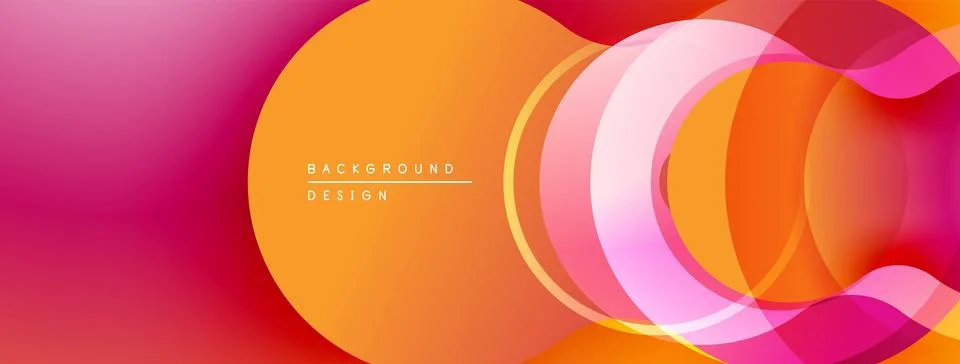 Abstract design features overlapping layers, vibrant orange, pink gradients. Illustrazione stock