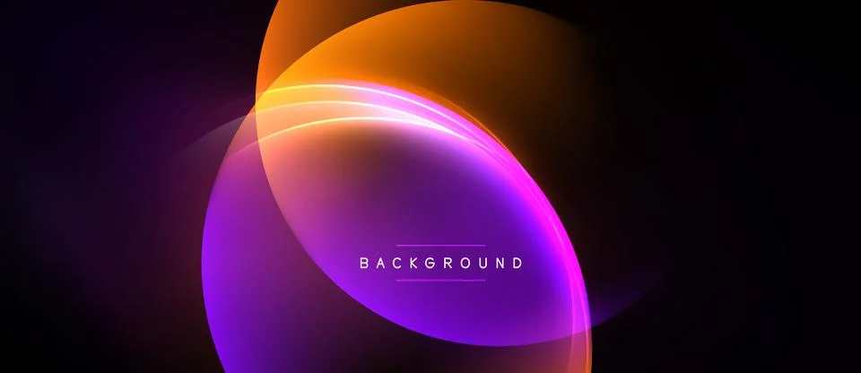 Abstract design features overlapping luminous circles. Gradient colors Stock Illustration