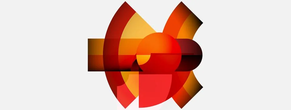 Abstract design features overlapping orange, red shapes. Circular elements Stock Illustration