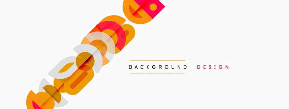 Abstract design features overlapping orange shapes, text elements. Minimalist Stock Illustration
