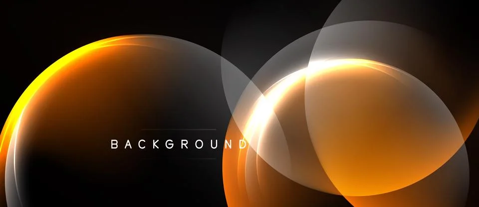 Abstract design features overlapping orange, white shapes. Dark background Stock Illustration