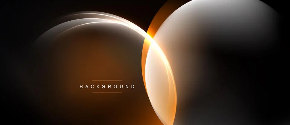 Abstract design features overlapping orange, gold curves. Dark background イラスト素材