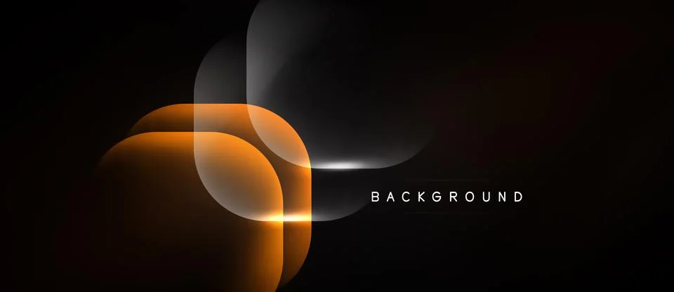 Abstract design features overlapping orange, gray shapes. Dark background 스톡 일러스트