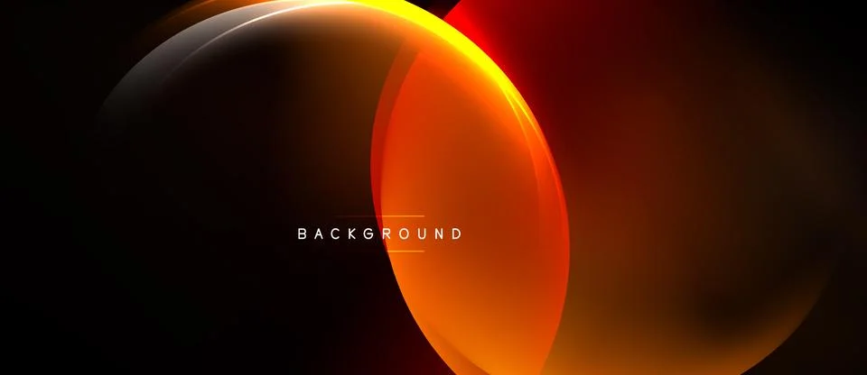 Abstract design features overlapping orange circles. Dark background creates Illustrazione stock