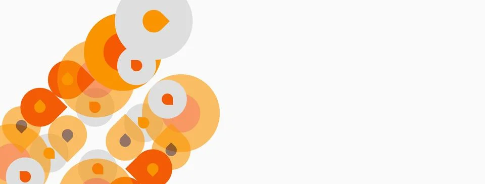 Abstract design features overlapping orange circles, varying sizes, light Stock Illustration