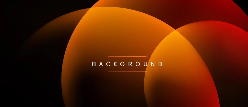 Abstract design features overlapping orange circles. Dark background creates Stock Illustration