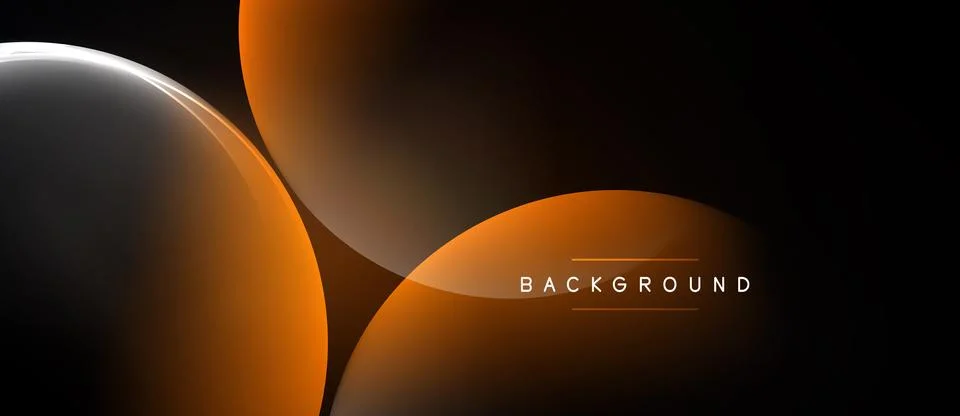 Abstract design features overlapping orange, gray circles against black bac.. Stock Illustration