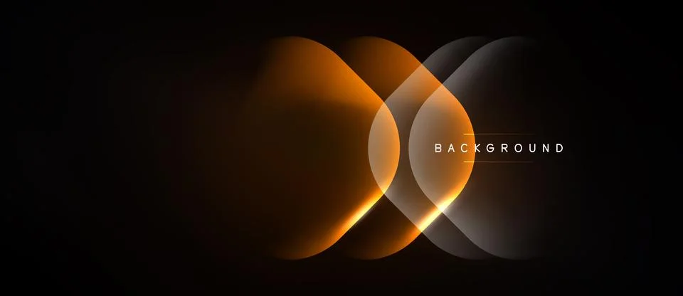 Abstract design features overlapping orange glows on black background. Text Stockillustratie