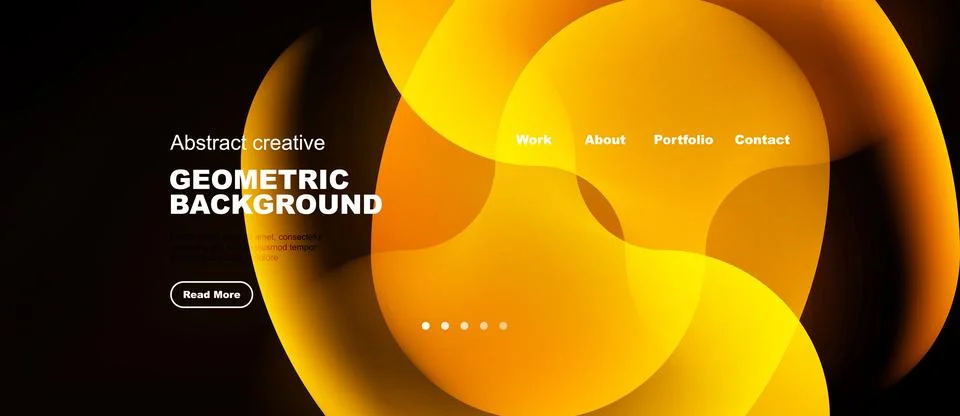 Abstract design features overlapping orange circles. Text includes geometric Stock Illustration