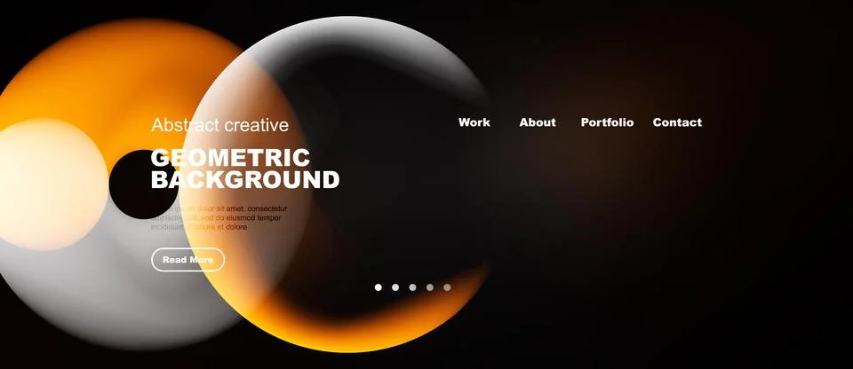 Abstract design features overlapping orange, white shapes. Dark background Stock Illustration