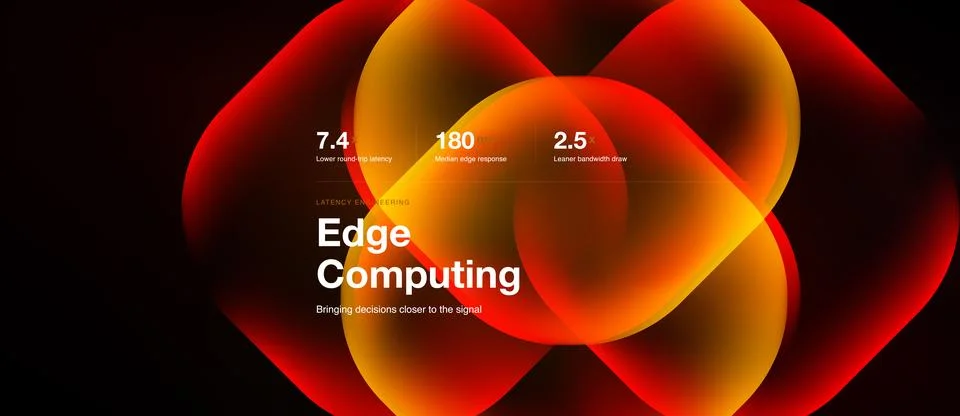Abstract design features overlapping orange shapes, numbers, text Edge Comp.. 스톡 일러스트