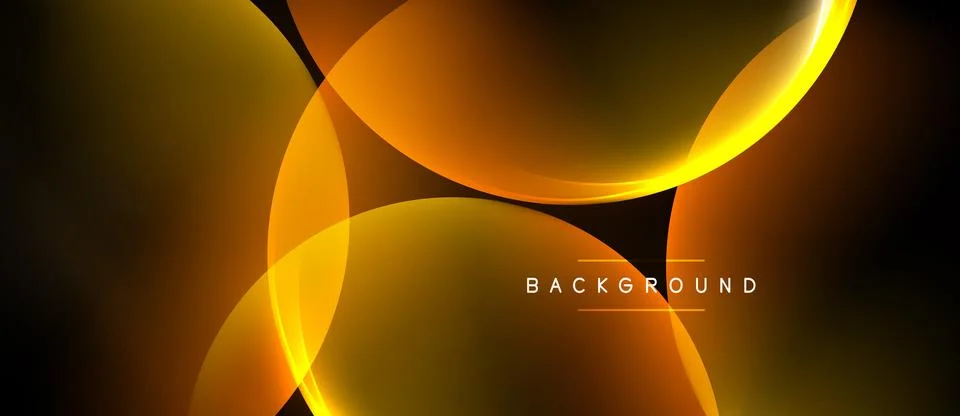 Abstract design features overlapping orange circles. Dark background creates Stock Illustration
