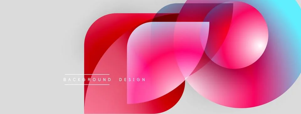 Abstract design features overlapping pink, red, blue shapes. Modern background Stock Illustration