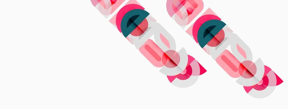 Abstract design features overlapping pink text elements. Minimalist compositi 库存插图