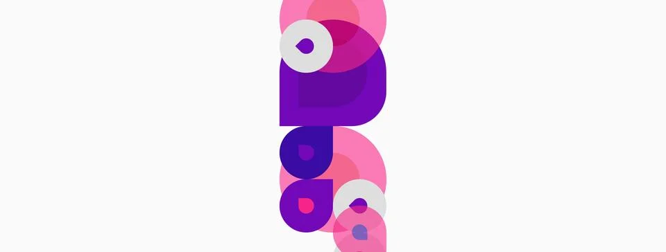 Abstract design features overlapping pink, purple circles. Minimalist Stock Illustration