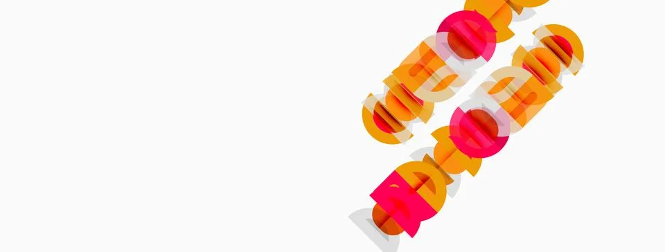 Abstract design features overlapping pink, gold, silver elements. Shapes su.. Stock Illustration