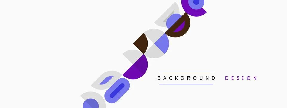 Abstract design features overlapping purple shapes. Minimalist aesthetic with Illustrazione stock