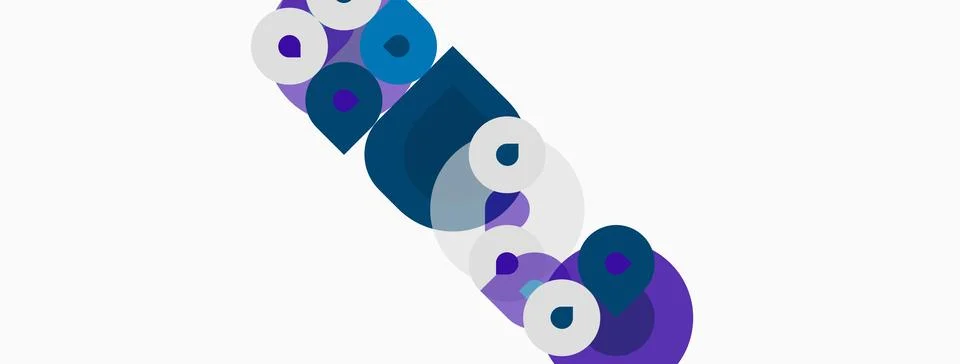 Abstract design features overlapping purple, white circles forming letter s.. Stockillustratie