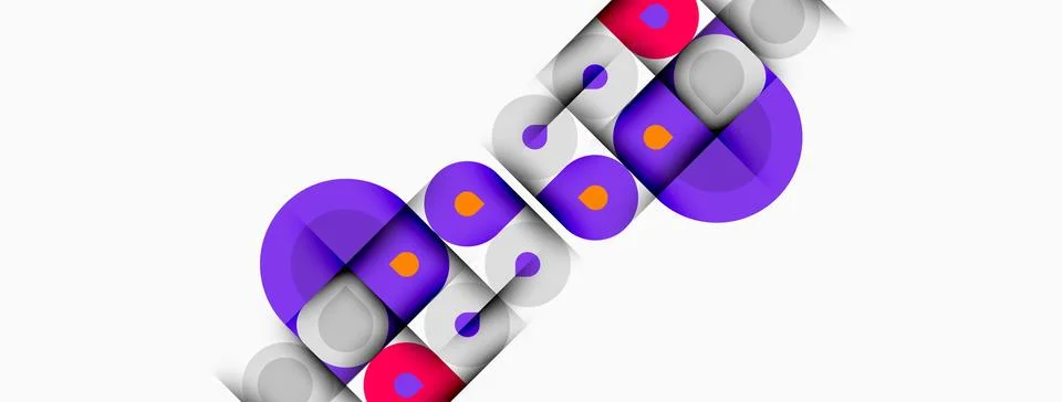 Abstract design features overlapping purple, yellow, pink circles. Geometric Stock Illustration