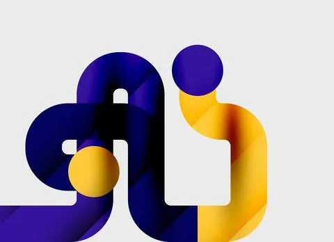 Abstract design features overlapping purple, yellow shapes. Modern aesthetic, Stockillustratie