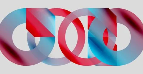 Abstract design features overlapping red, blue shapes forming infinity symbol. Stock Illustration